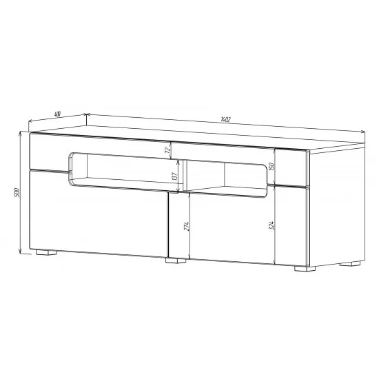 Fusion B Тумба TV 140,2х50 см Дуб скельний + слонова кістка 3